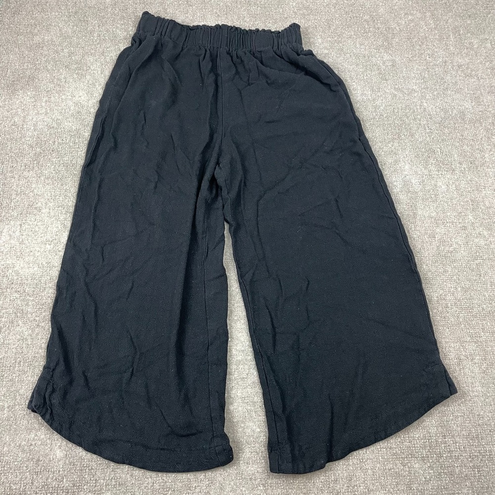 Petal + Pup Cropped Pants Womens Medium Black Linen Elastic Waist Casual Wear